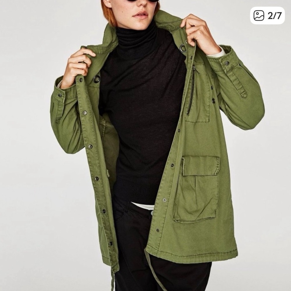 Zara Basic Olive Utility Jacket - Picture 2 of 9